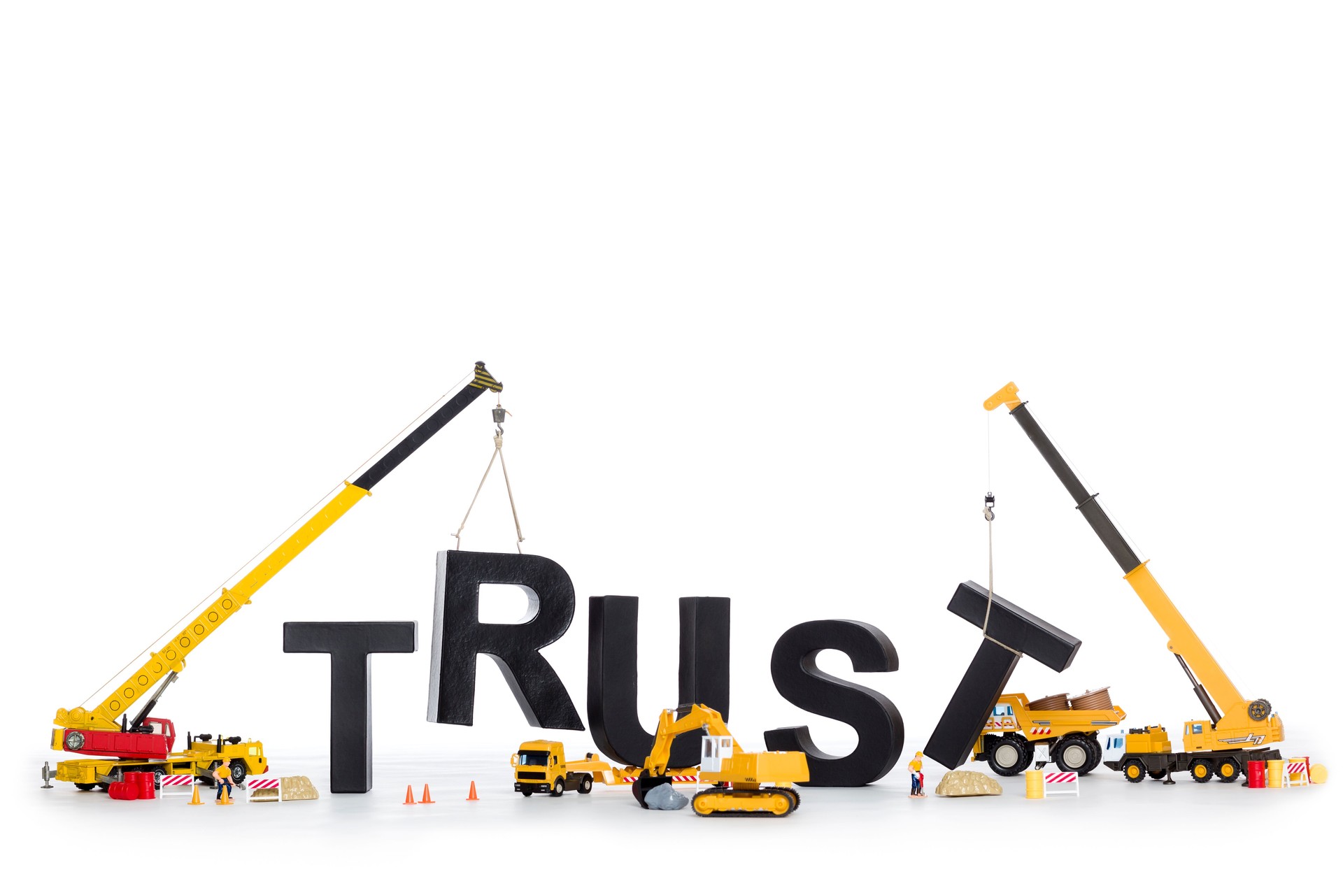 Build up trust: Machines building trust-word.